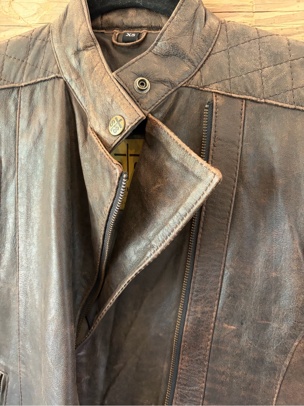 STS Ranchwear Ladies Lucy Brown Leather Biker Jacket - Picture 6 of 14